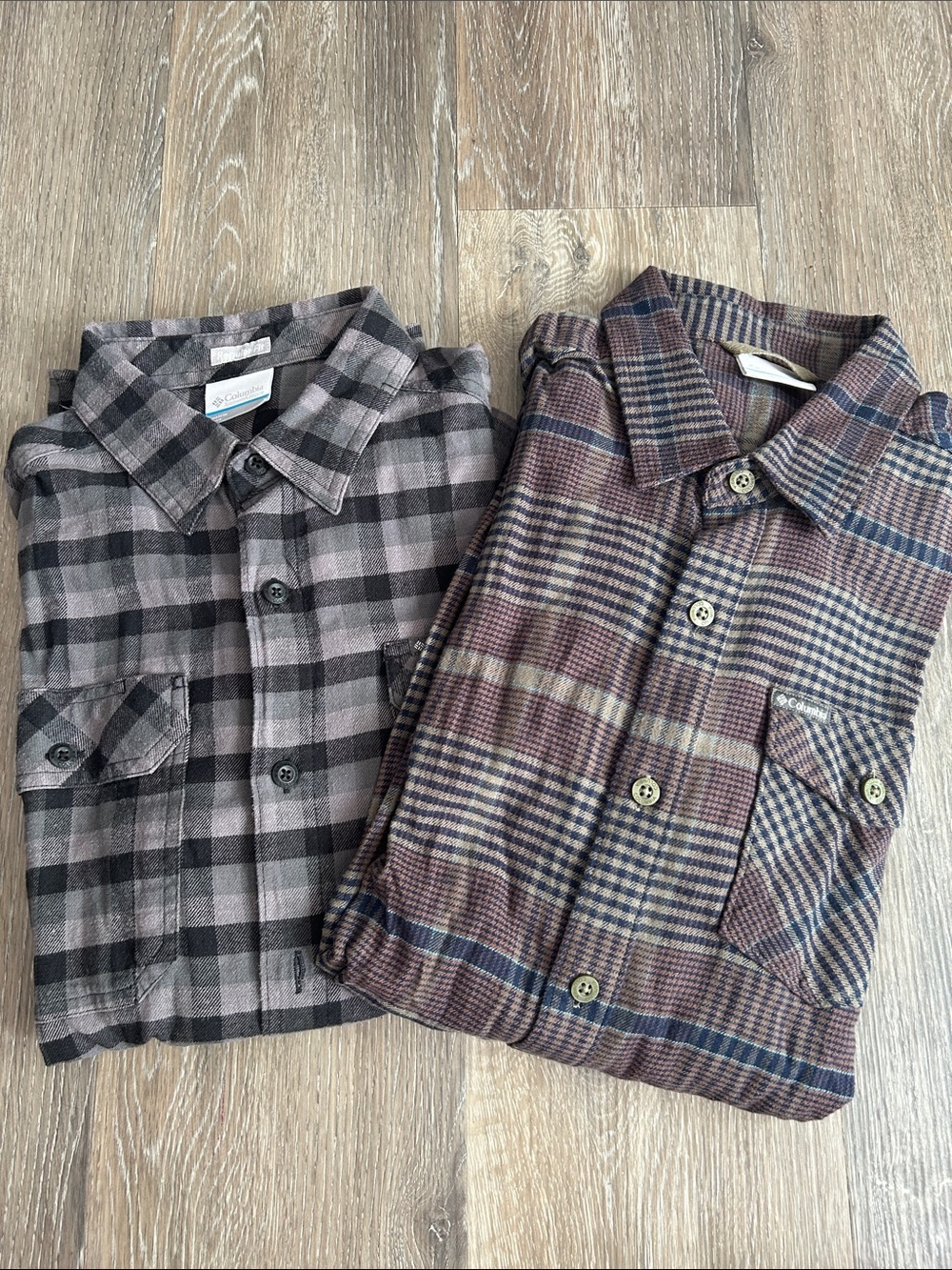 Columbia men's cotton-blend plaid flannel button-down casual Shirts (2) SzM